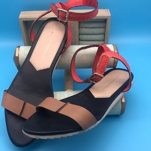 Loeffler Randall strap sandal. Size 9. Orange/tan